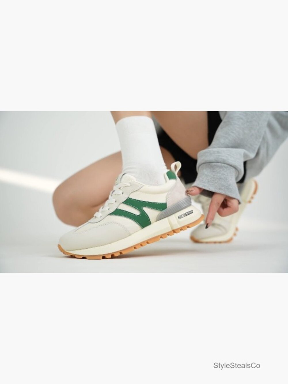 Womens Genuine Leather Suede Patchwork Casual Lace Up Non-Slip Walking Shoes - Picture 7 of 7